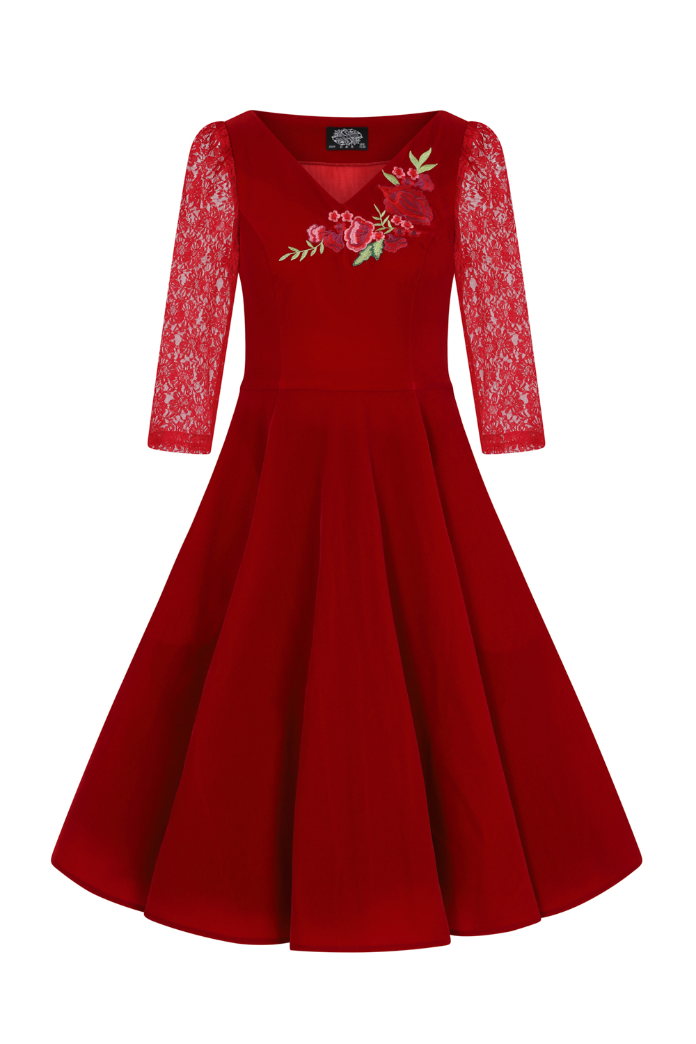 Divine Velvet Swing Dress  In Red